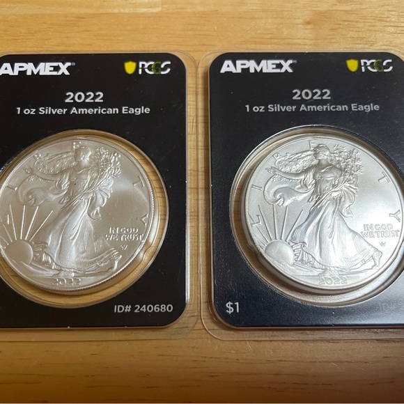 2 - 2022 One Ounce American Silver Eagle Coins - PCGS & APMEX Guaranteed - Picture 1 of 7
